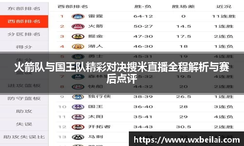 火箭队与国王队精彩对决搜米直播全程解析与赛后点评